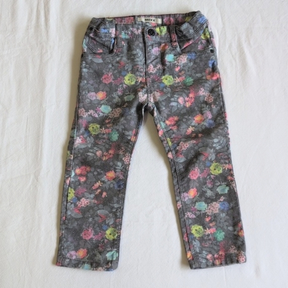 mexx floral print gray straight leg denim jeans 24-30 months baby toddler girls - Picture 2 of 9